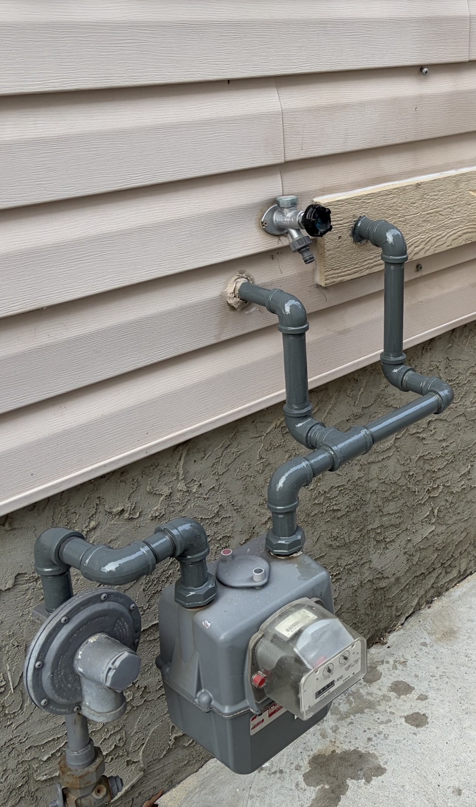 Gas line and meter piping