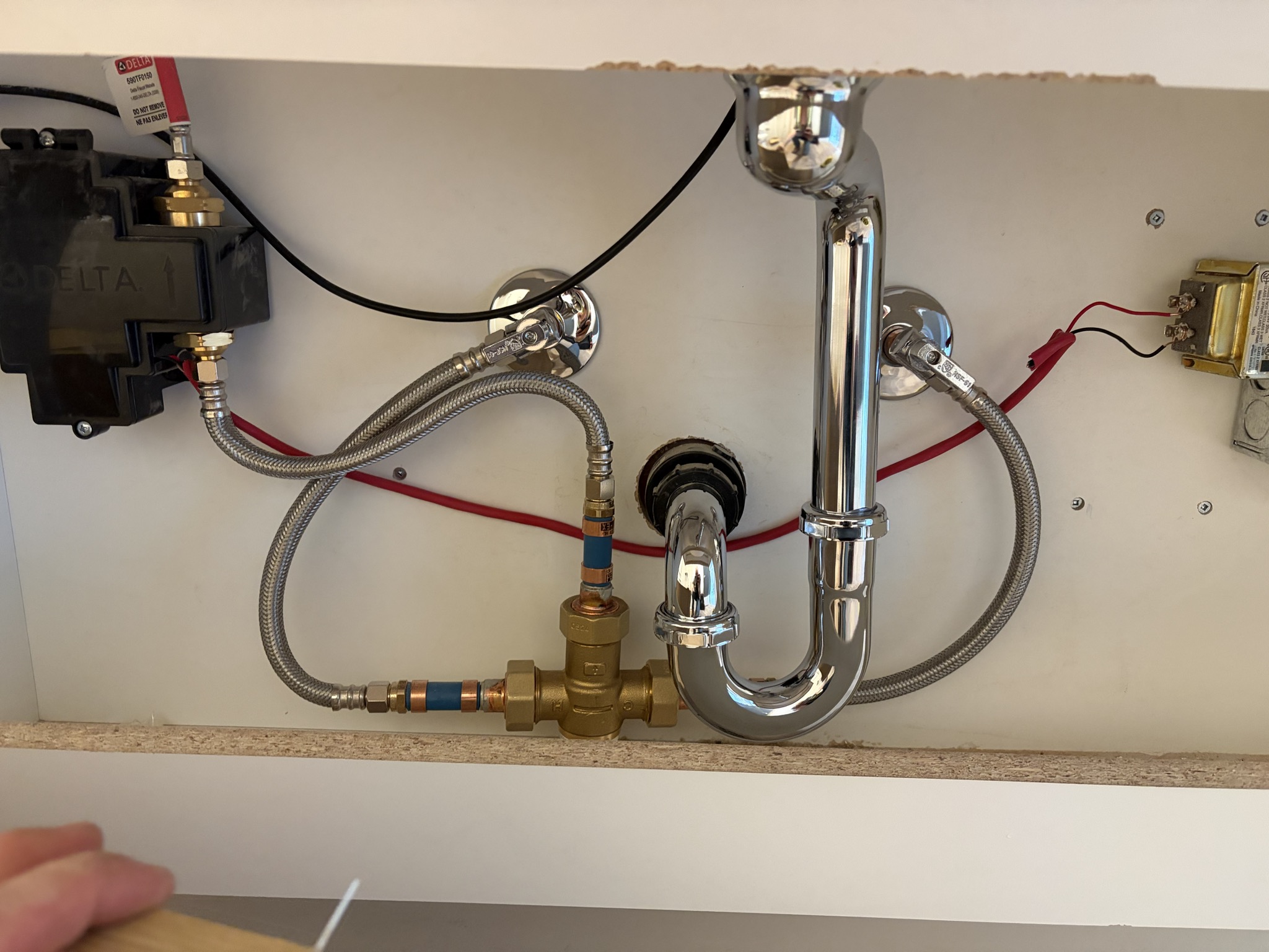 Under-sink supply and drain plumbing